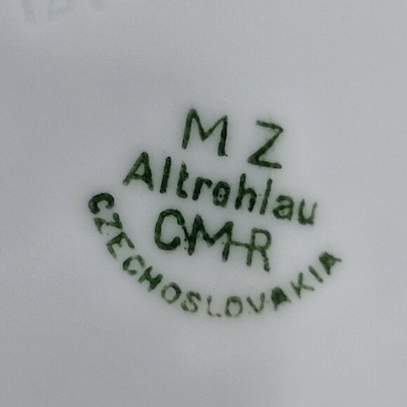 M Z Altrohlau CM R Czechoslovakia Plate Floral Hand Painted Iridescent Sky Blue - Picture 7 of 9